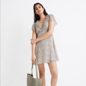 NWT Madewell Silk Ruffle-neck Mini Dress Size 4